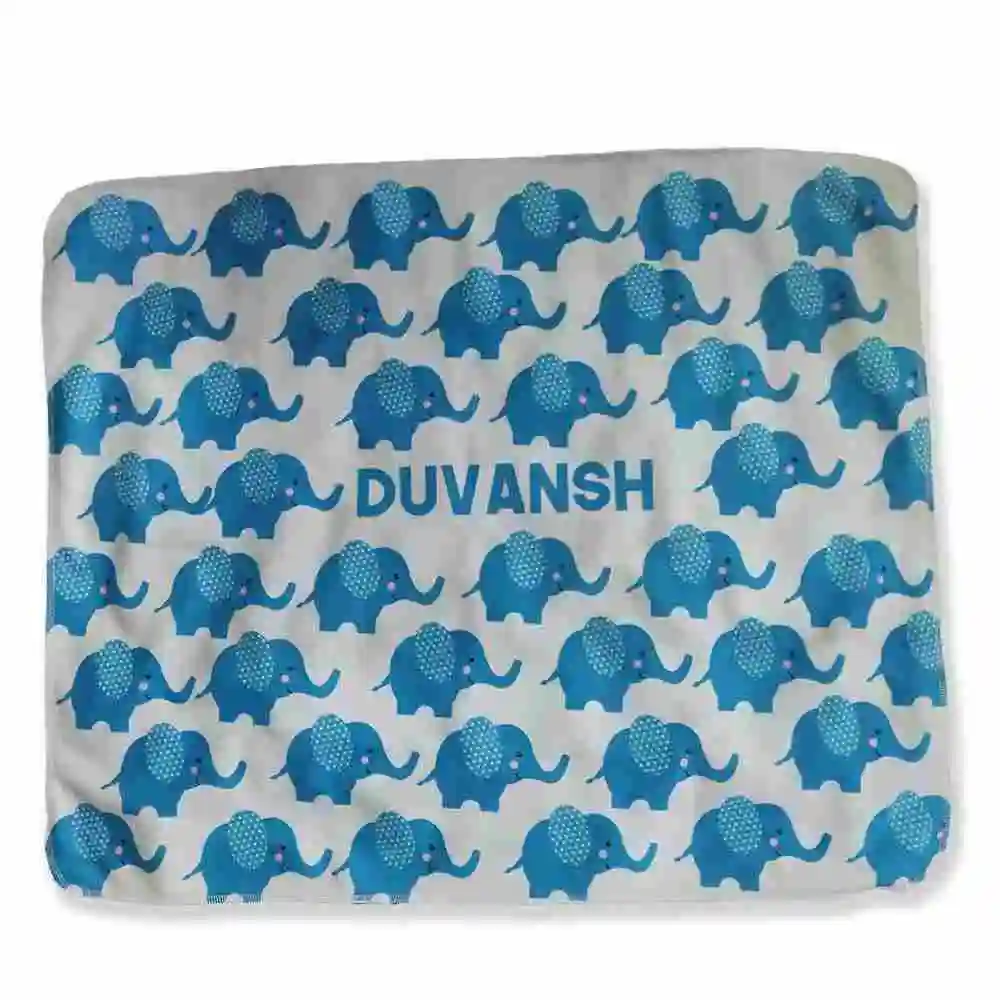 Elephant Theme Stroller Blanket with Name